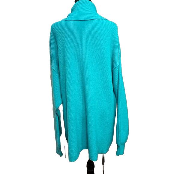 Free People Sweater Medium Womens Slouchy Ribbed Oversized Turquoise Minimalist - Picture 4 of 10